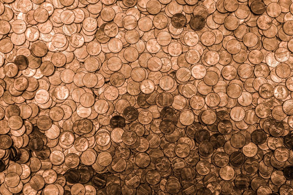 Full frame shot of copper coins